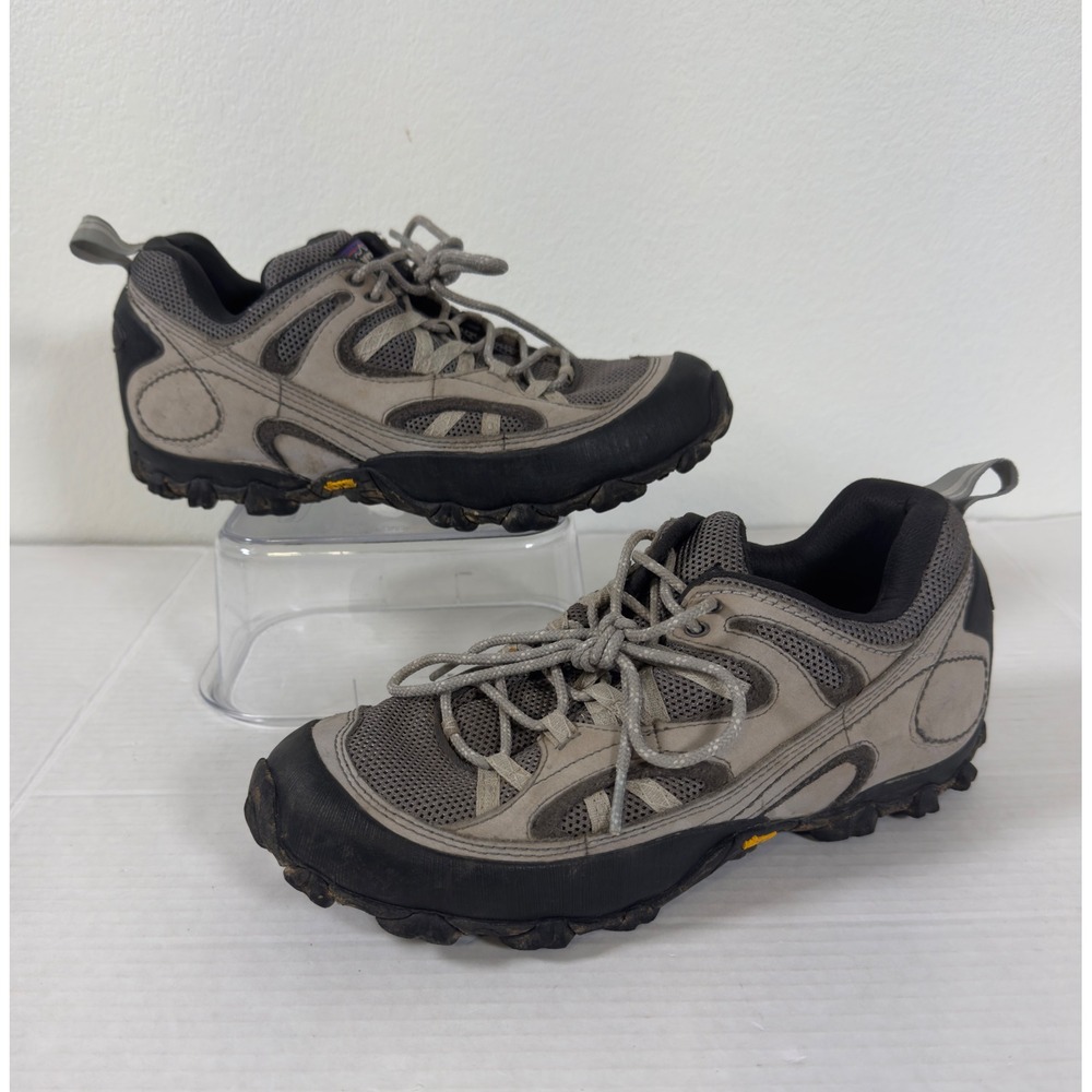 Patagonia Hiking Shoes Womens 9 Feather Gray Vibram Suede Mesh Low